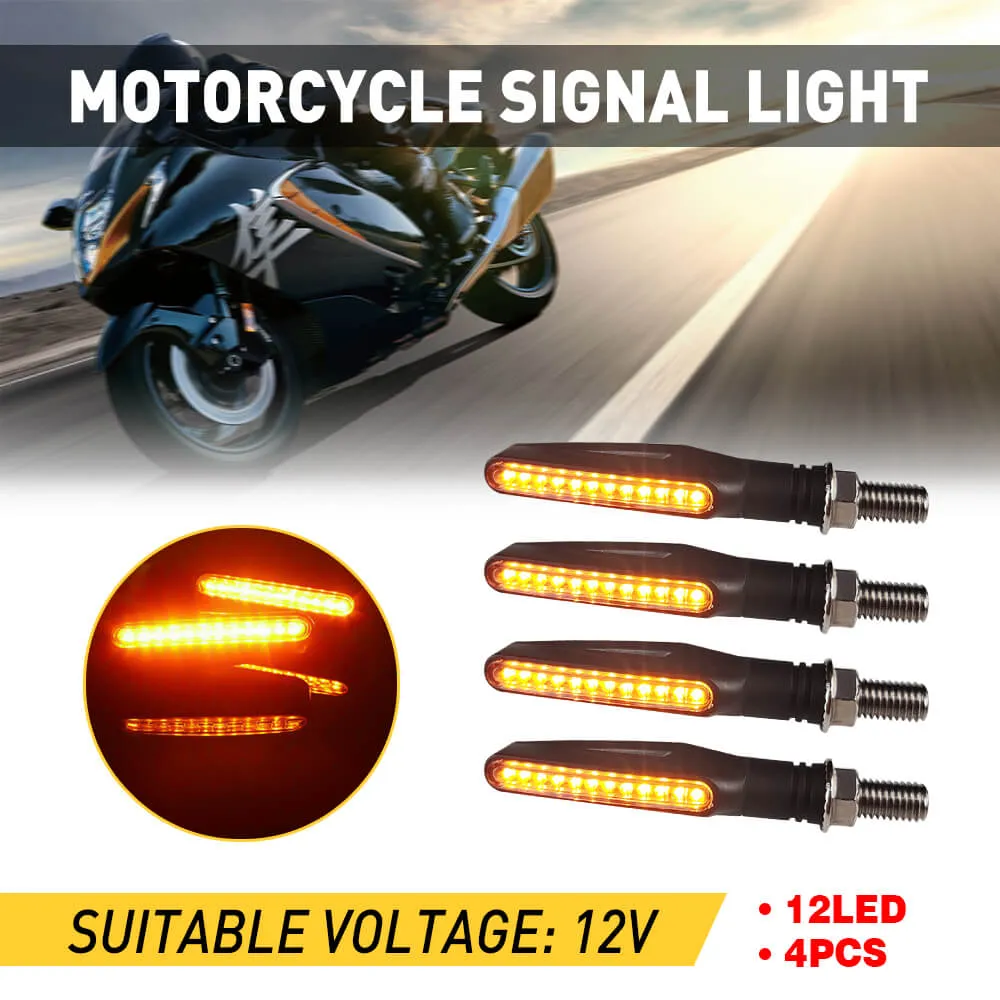 12V Motorcycle LED Turn Signals Yellow Front Rear Turn Signal Blinker Indicator Light Replacement 2pcs/4pcs