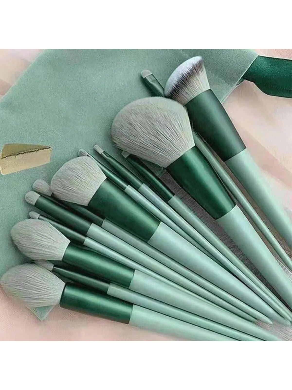 13pcs/set Mustard Yellow Portable Makeup Brush Set With Velvet Bag For Blush, Eyeshadow, Powder, Contour, Concealer, Full Function Beauty Tool