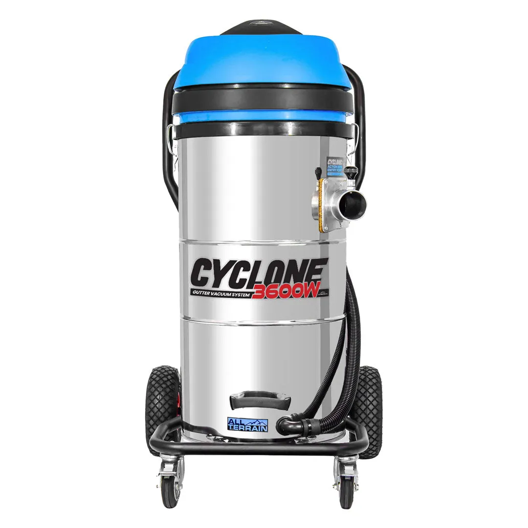 27 Gallon Cyclone II Stainless Steel Gutter Vacuum - 3600W with 28 Foot Carbon Clamping Poles & Bag