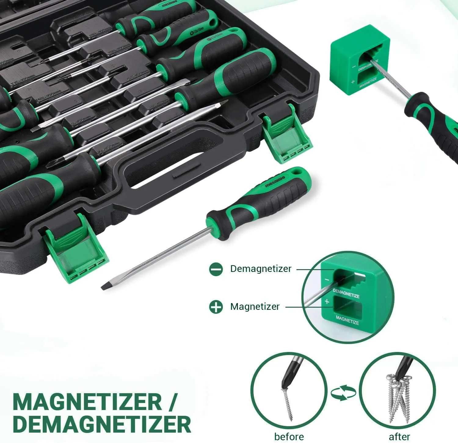 27-Piece Professional Screwdriver Set with Magnetizer and Demagnetizer