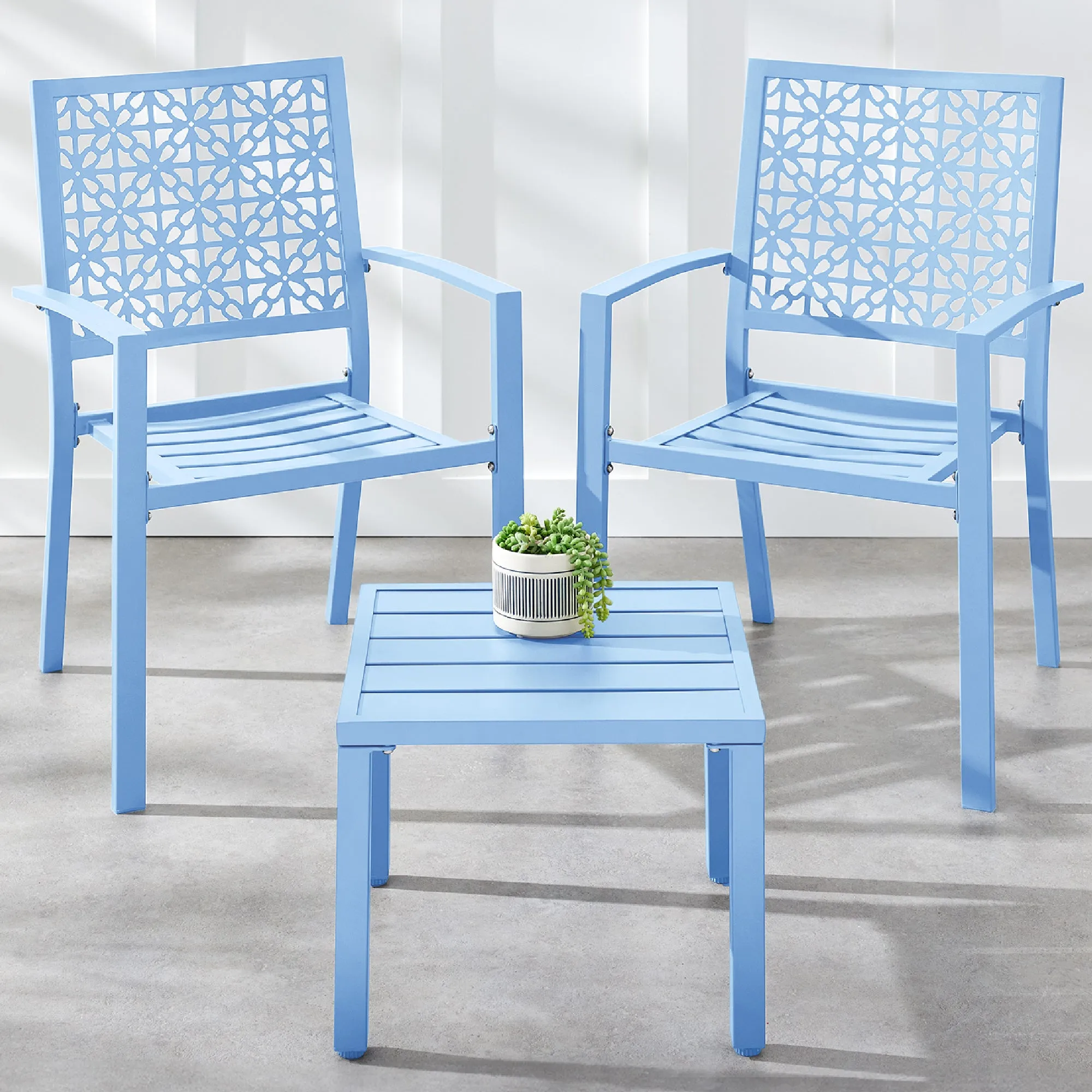 3-Piece Stackable Steel Outdoor Conversation Bistro Set