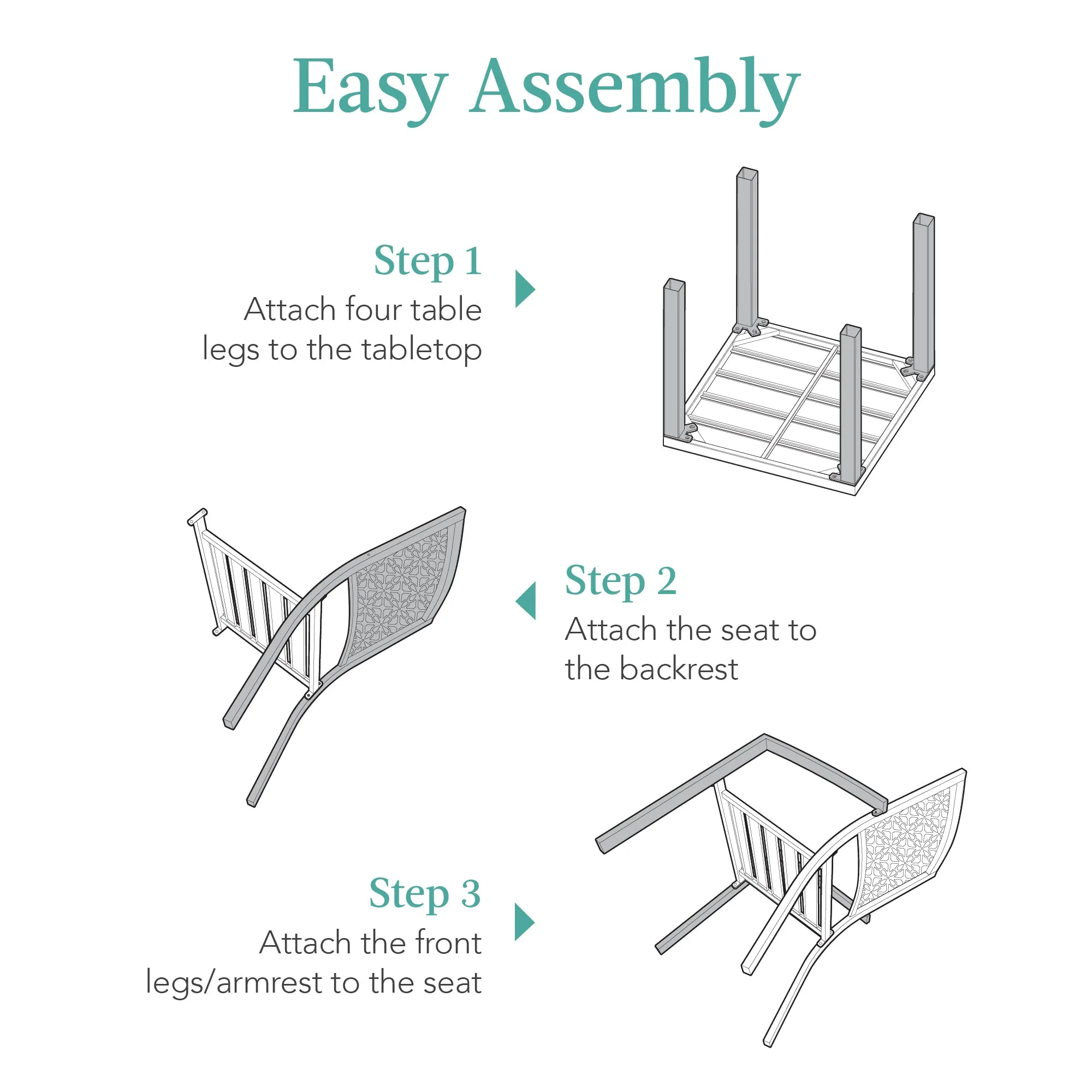 3-Piece Stackable Steel Outdoor Conversation Bistro Set