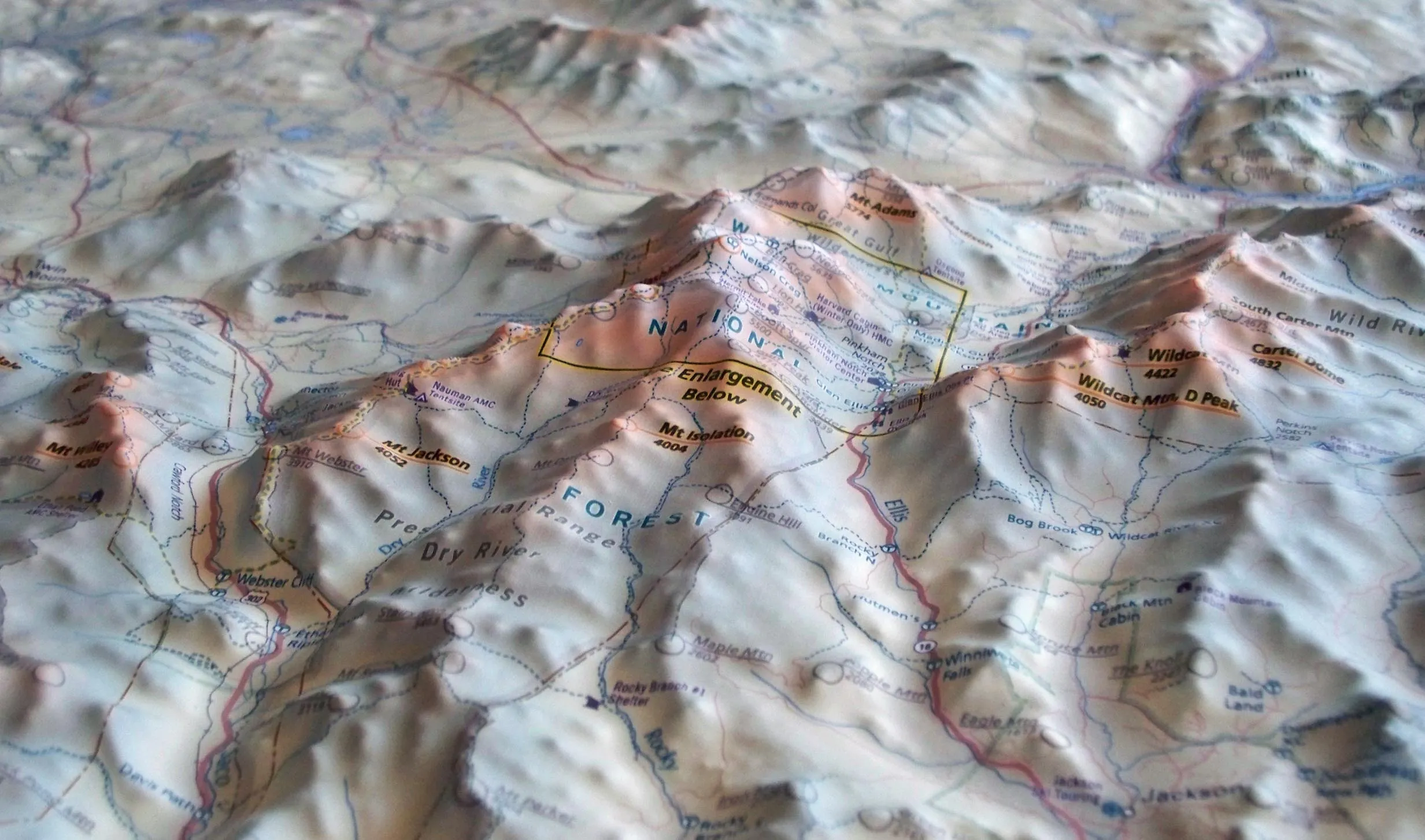 3D Wall Map of the New Hampshire 4,000-Footers