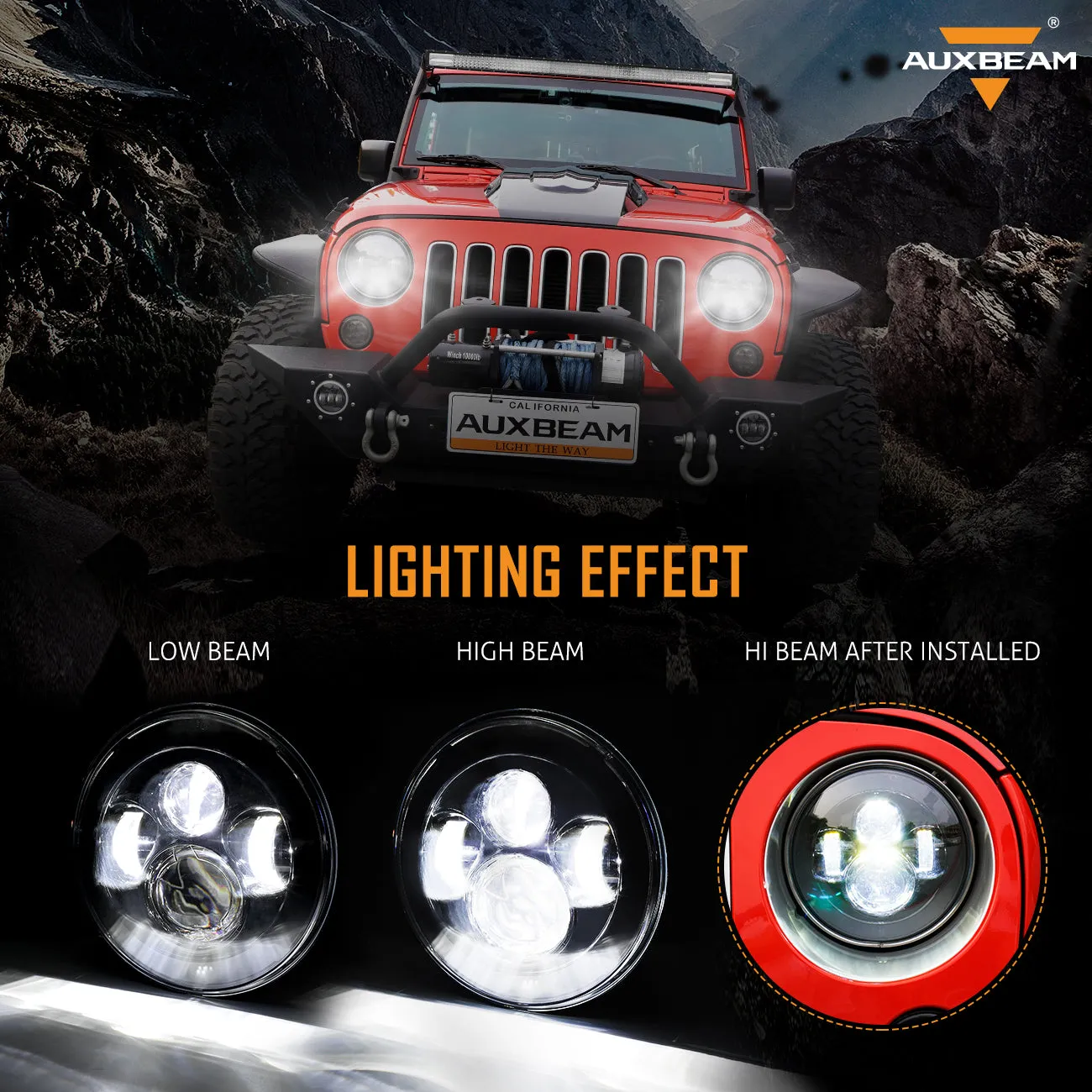 7'' LED Headlight Replacement, 4'' LED Fog Light & LED Smoke Tail Light Brake Reverse Turn Signal Lamp for Jeep Wrangler JK