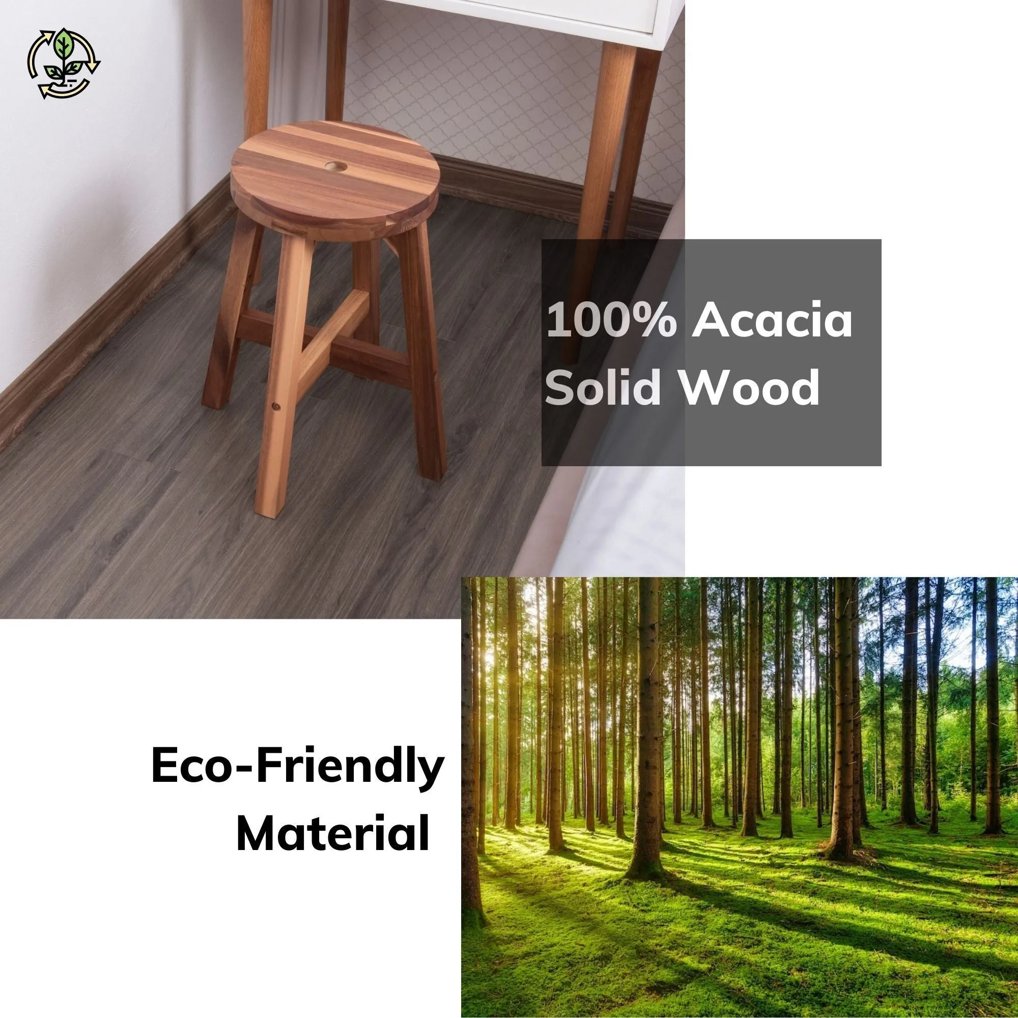 Acacia Wood Stool Round Top Chairs