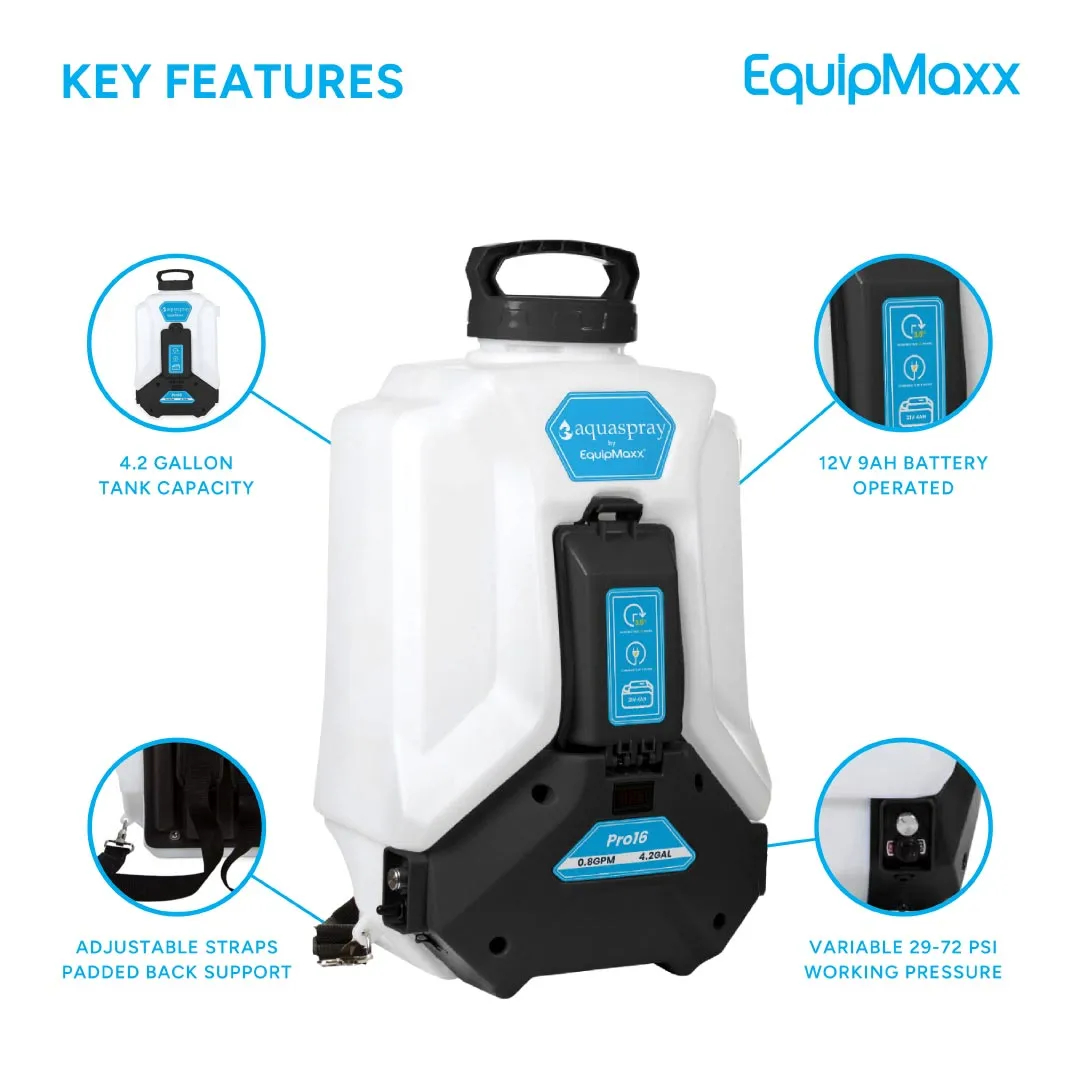 AquaSpray 4.2 Gallon Pro16 Backpack Water Tank & Pump, DI Resin Tank and Water fed Pole for Window and Solar Panel Cleaning