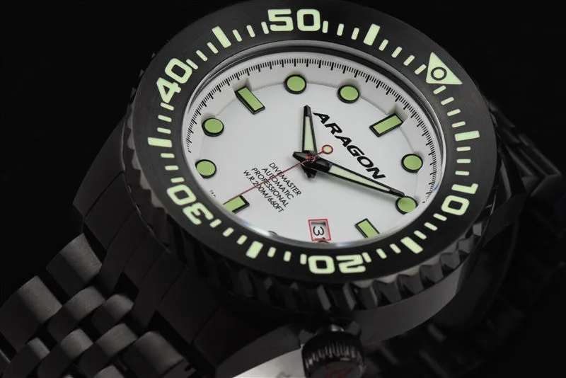 ARAGON Divemaster EVO IP Black 50mm Super Luminova Dial A253WHT