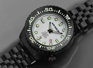 ARAGON Divemaster EVO IP Black 50mm Super Luminova Dial A253WHT