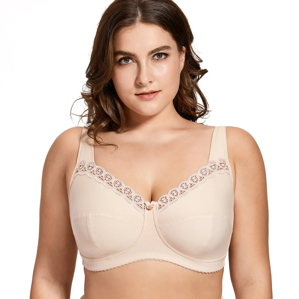 Breathable Two-layers Soft Cotton Wiress Nude Bra