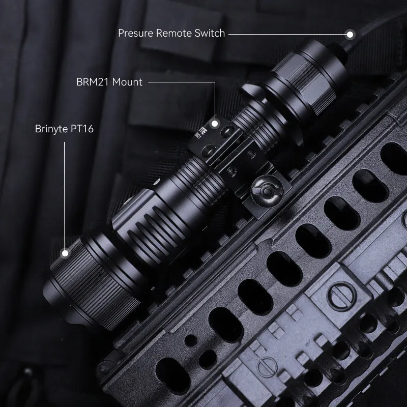 Brinyte PT16 Enhanced Tactical Kit with Remote Switch & Holster & Tactical Ring & BRM21 Mount