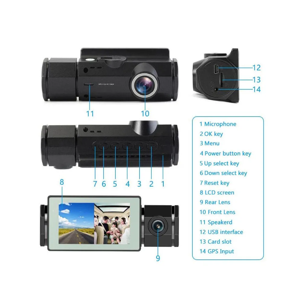 Dual Dash Cam - Full HD, GPS Tagging, Night Vision