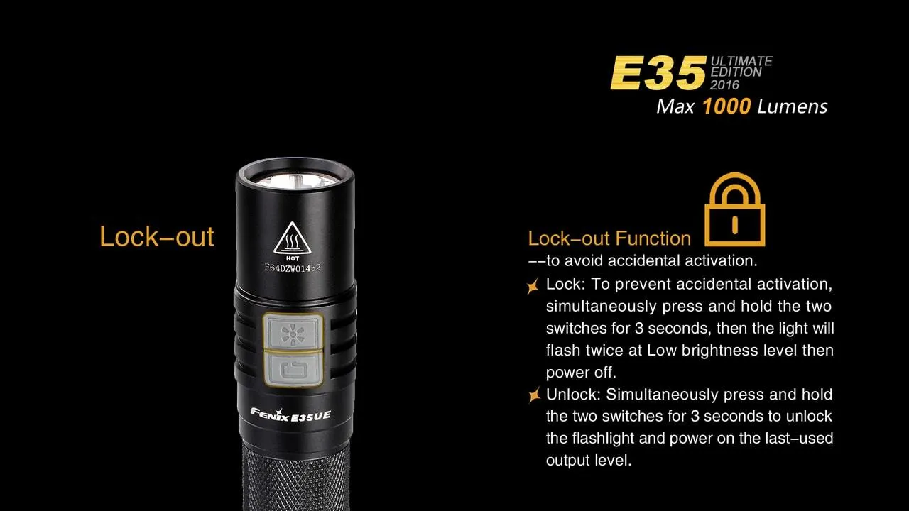 Fenix E35 XL-L2 UE LED Flashlight Black 2016 Version