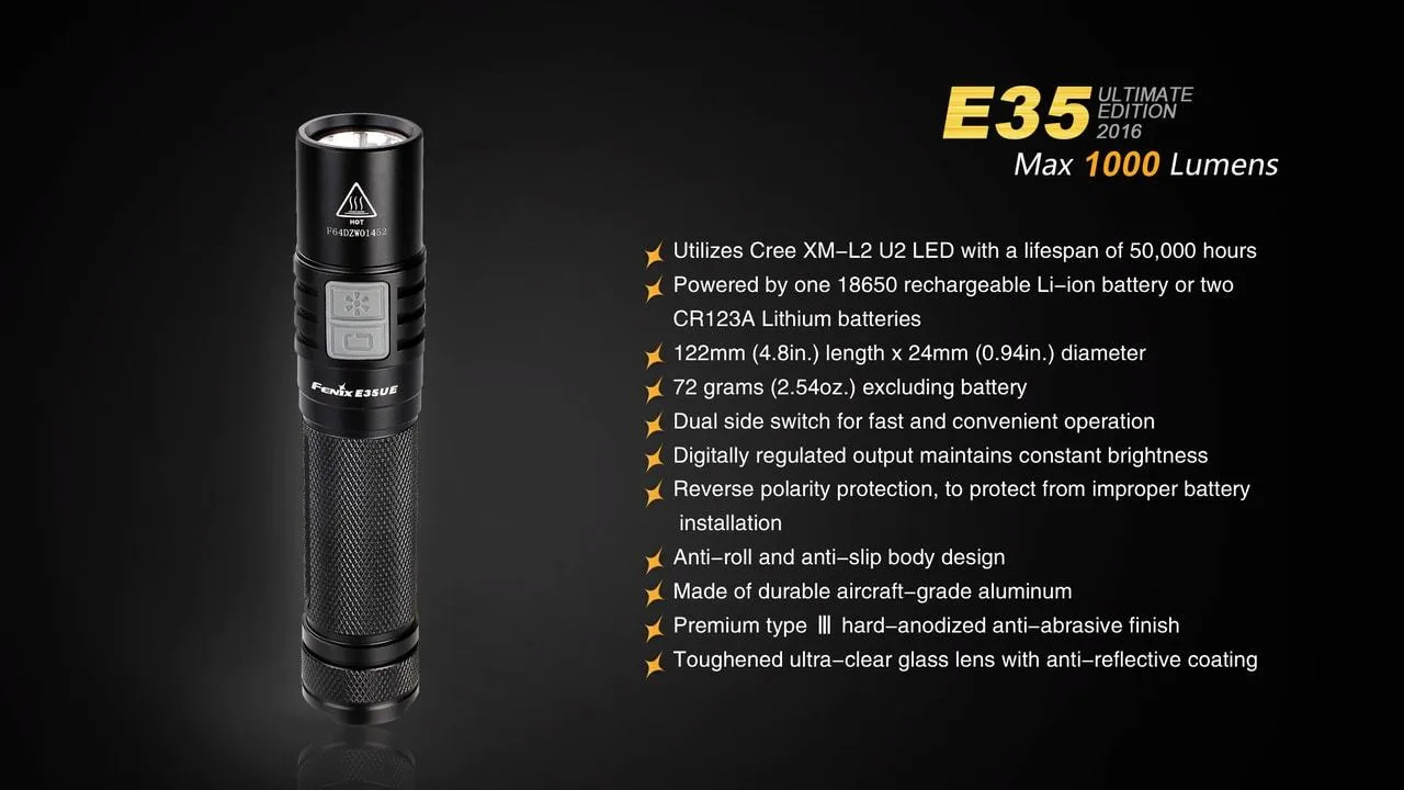 Fenix E35 XL-L2 UE LED Flashlight Black 2016 Version