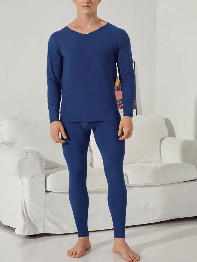 Fleece Lined Warm Men's Thermal Underwear Set