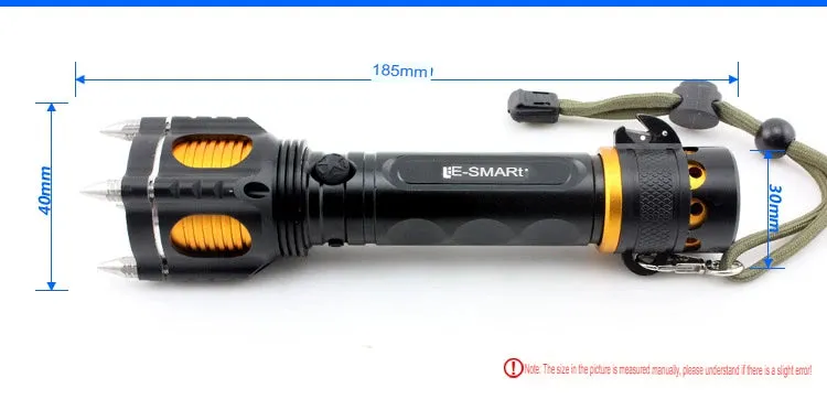 Genuine L2 XML T6LED rechargeable bright flashlight for self-defense, wolf security, home patrol and outdoor use