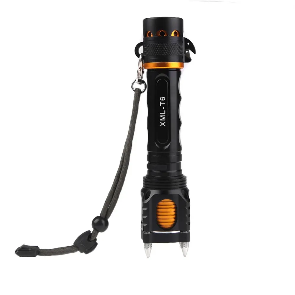 Genuine L2 XML T6LED rechargeable bright flashlight for self-defense, wolf security, home patrol and outdoor use