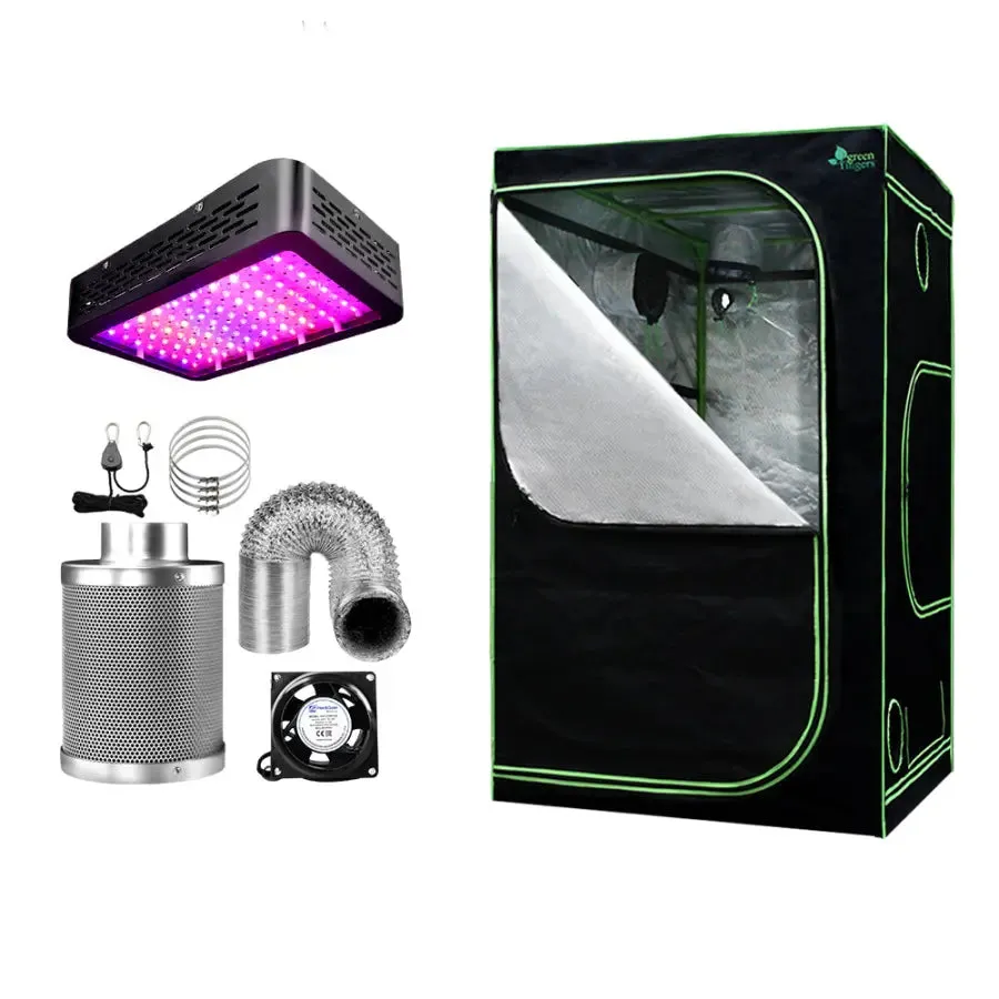 Green Fingers Grow Tent 1000W LED Grow Light 120X120X200cm Mylar 6" Ventilation