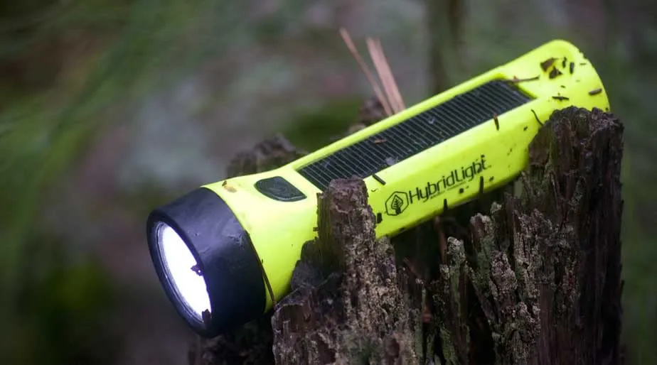 HYBRIDLIGHT Journey 300 Solar LED Waterproof Flashlight with USB Phone Charger, Yellow