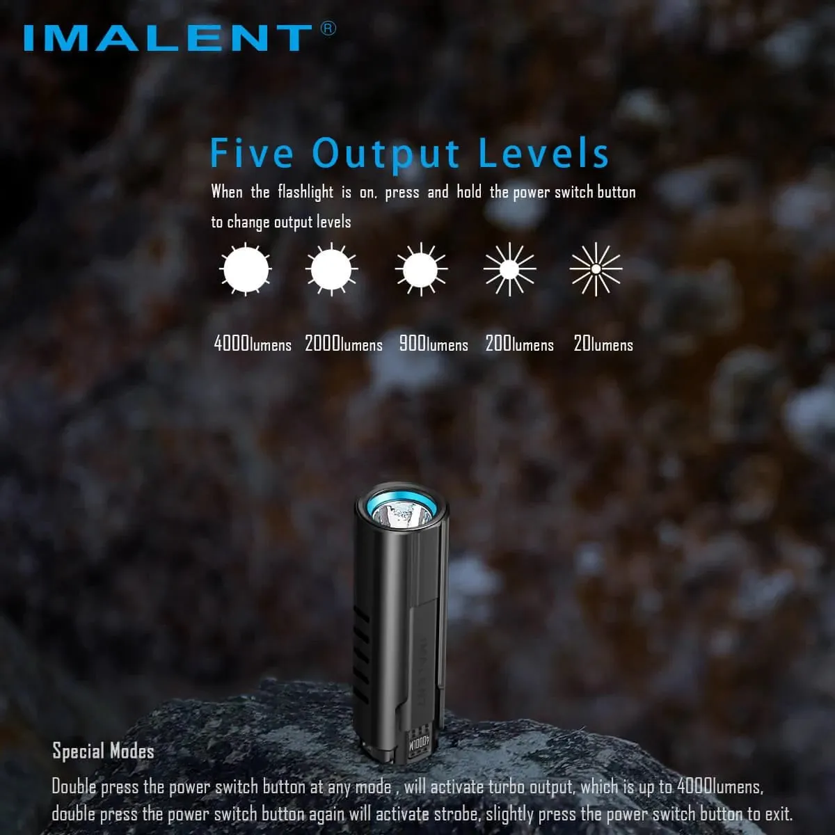 Imalent LD70 4000 Lumen Rechargeable EDC Flashlight - Black