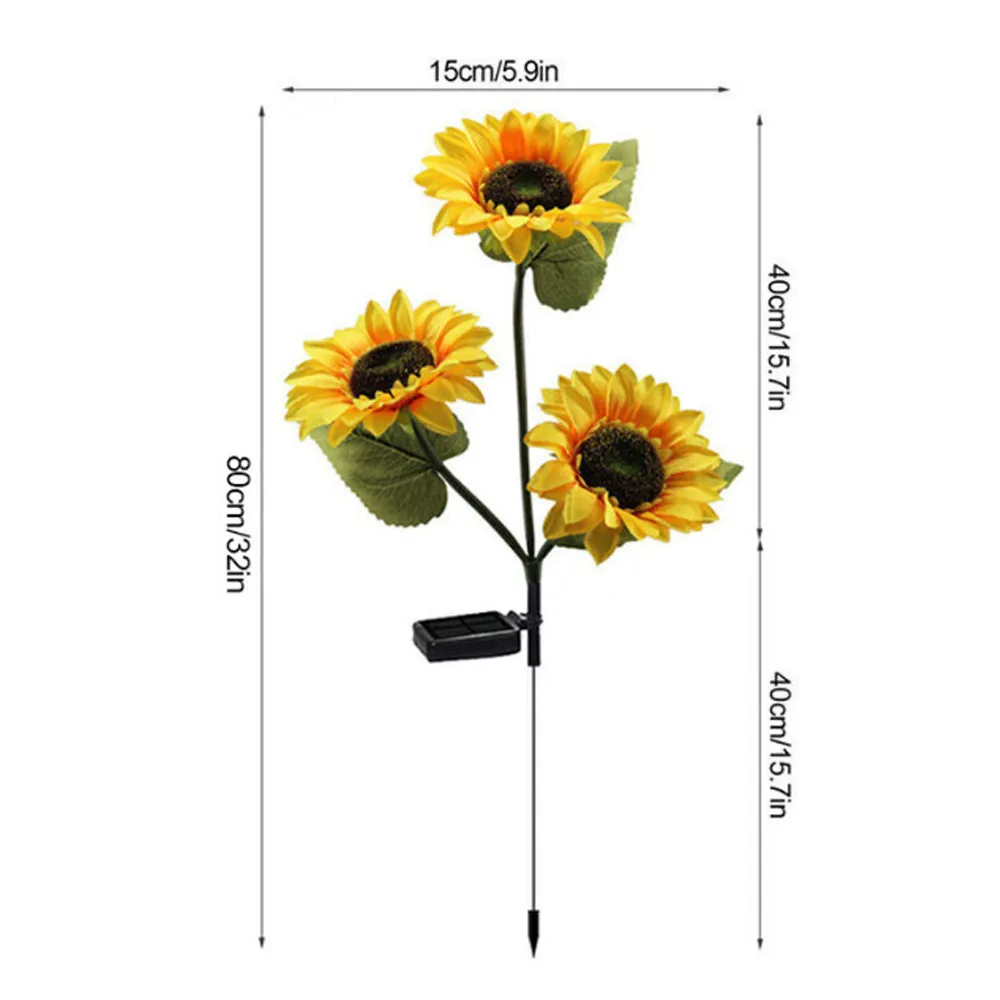 IP65 Waterproof LED Solar Sunflower Lights for Garden, 600mAh Battery