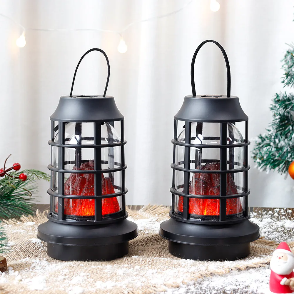 JHY DESIGN's 8"  Set of 2 Flame Lamp with Timer