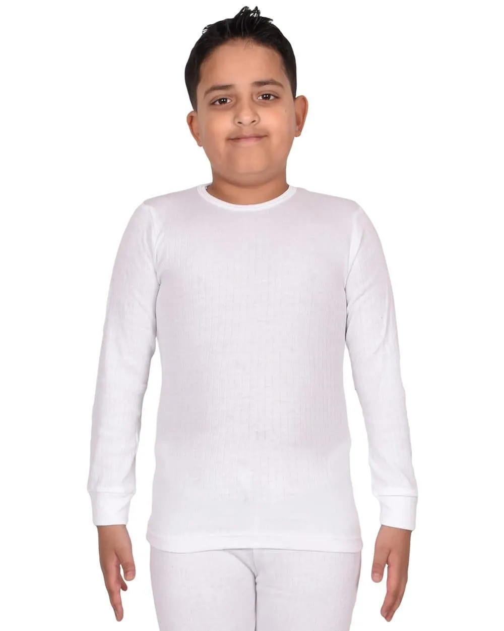 Kids White Long Sleeve Thermal Underwear Set