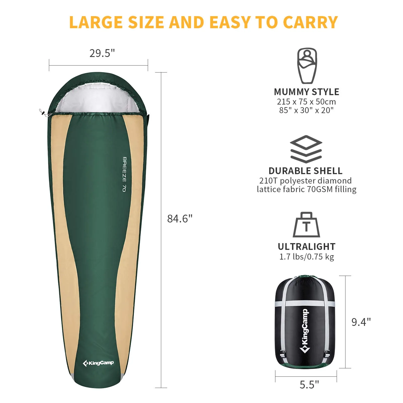 KingCamp Mummy Ultralight Backpacking Sleeping Bags