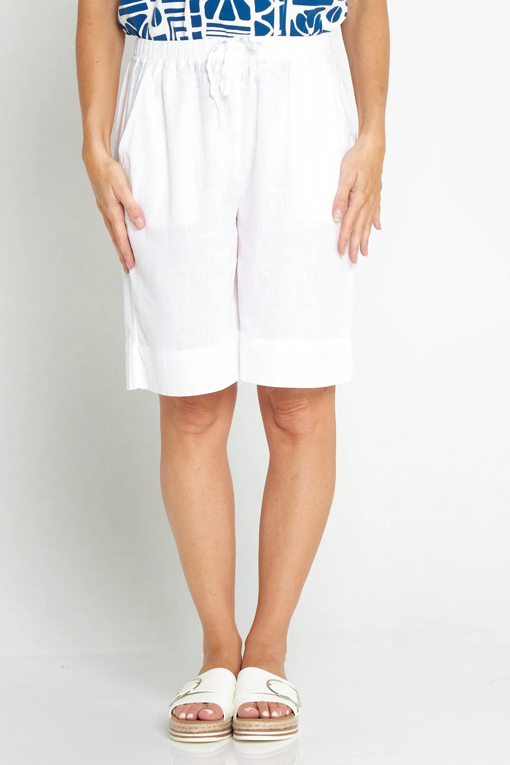 Marissa Cotton & Linen Shorts - White