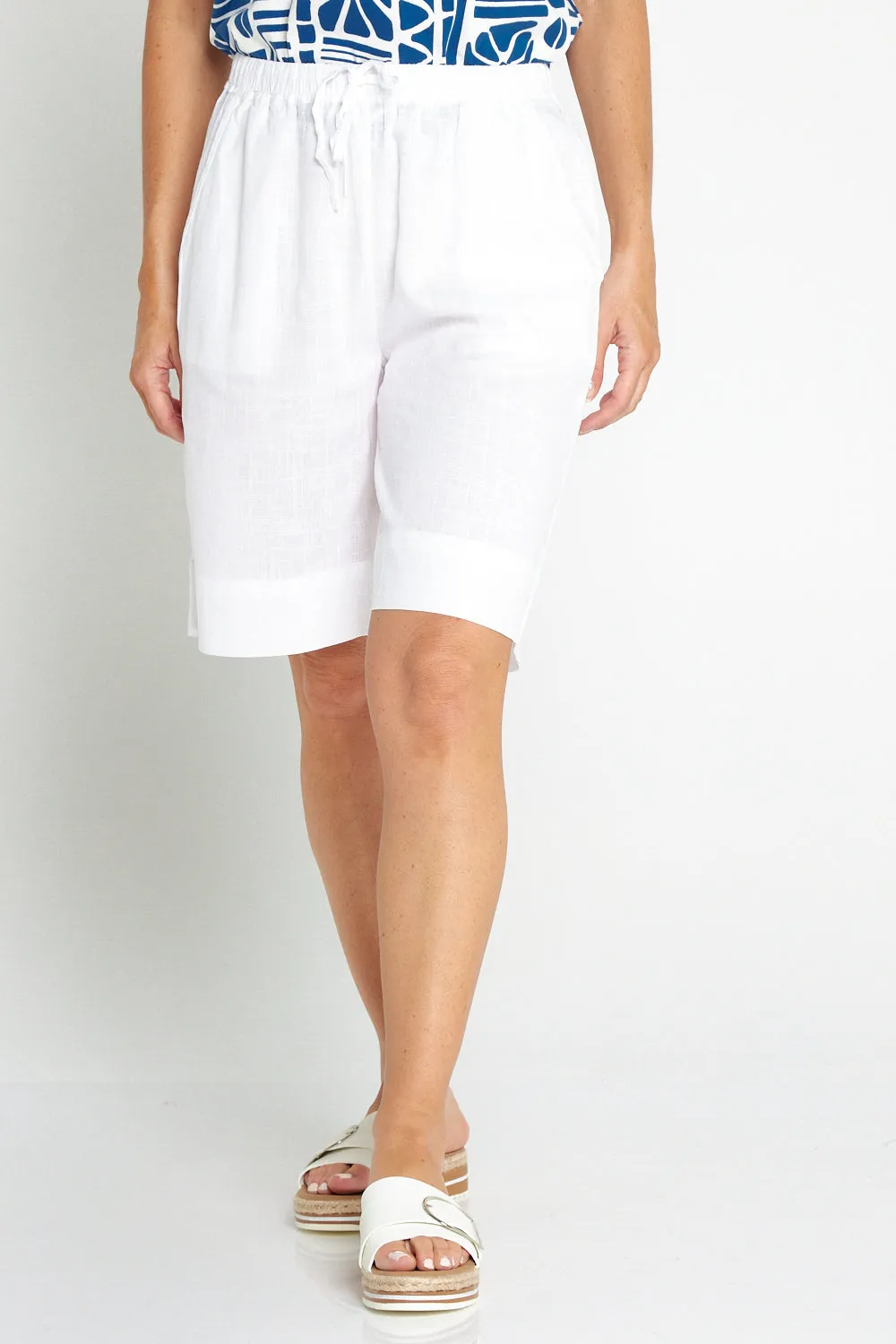 Marissa Cotton & Linen Shorts - White