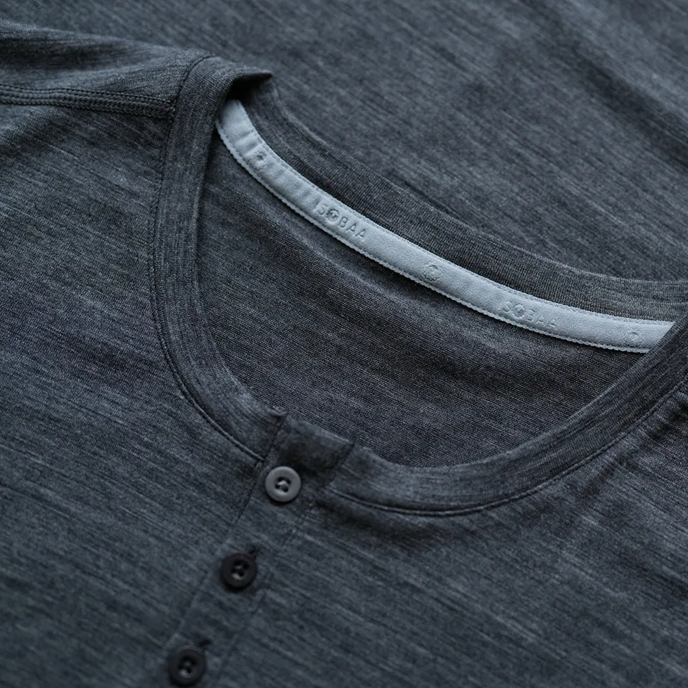 Mens Merino Blend 160 PJ Henley (Smoke Melange)