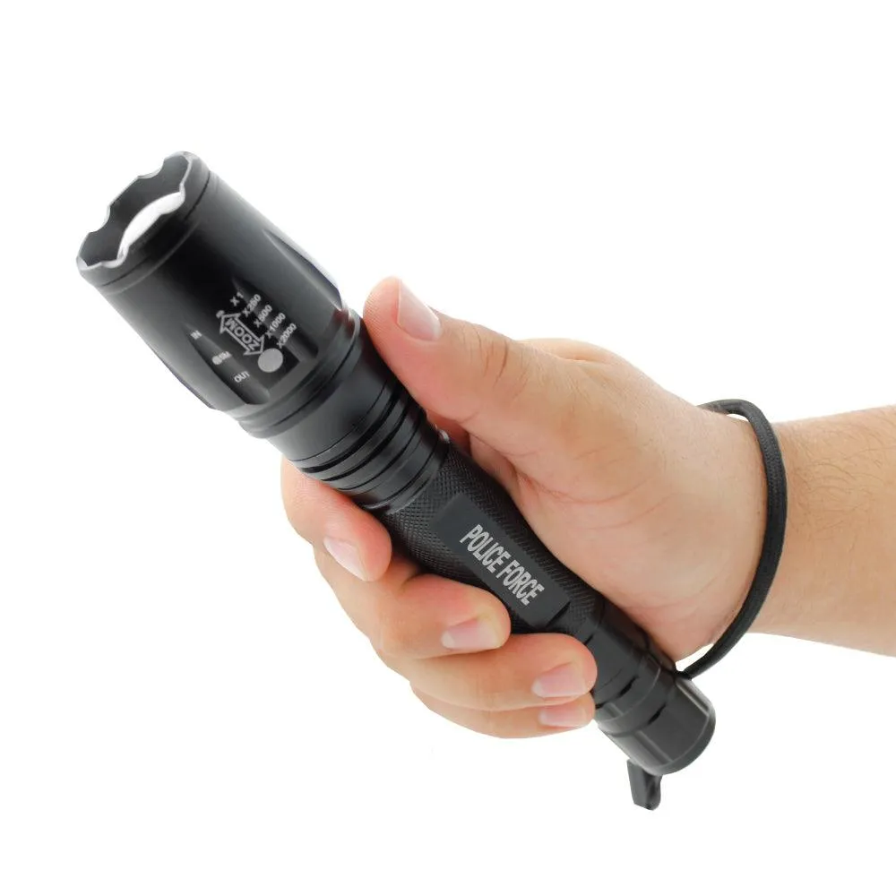 Police Force T6 Cree Flashlight w/ Slide Zoom