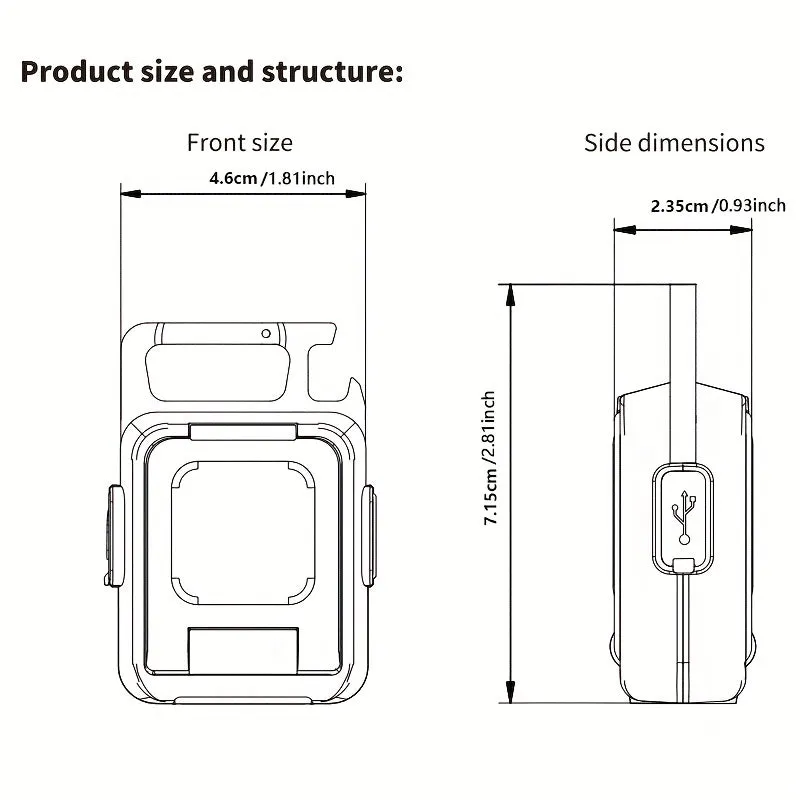 Portable USB Rechargeable Keychain Flashlight with 90 Rotation