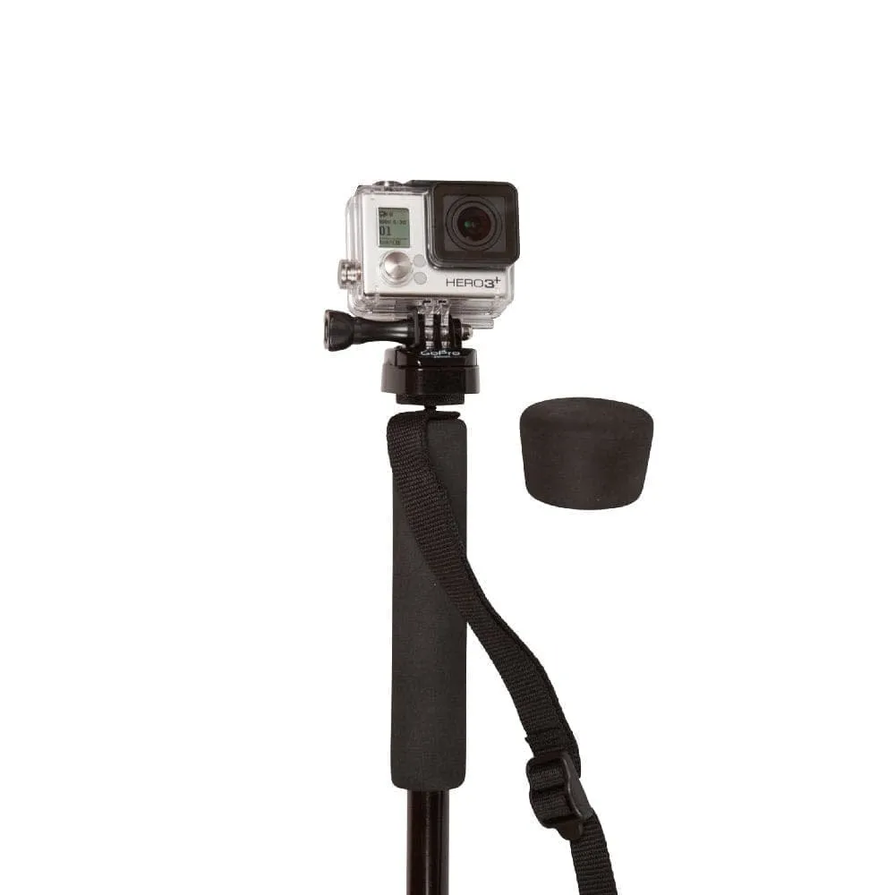 PRO Collapsible Trekking - Hiking - Walking Poles - pair w- GoPro Camera Mount, flip locks, and rubber feet