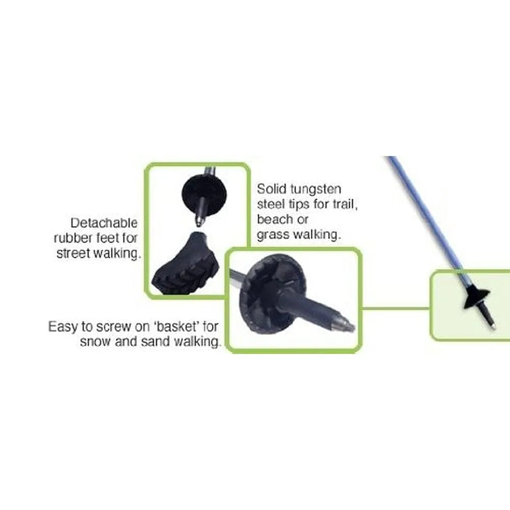 PRO Collapsible Trekking - Hiking - Walking Poles - pair w- GoPro Camera Mount, flip locks, and rubber feet