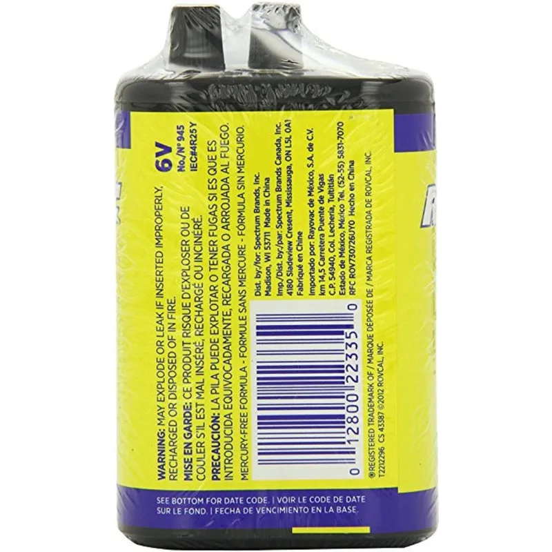 Rayovac 6-Volt Zinc Carbon Lantern Battery 1 pk Bulk