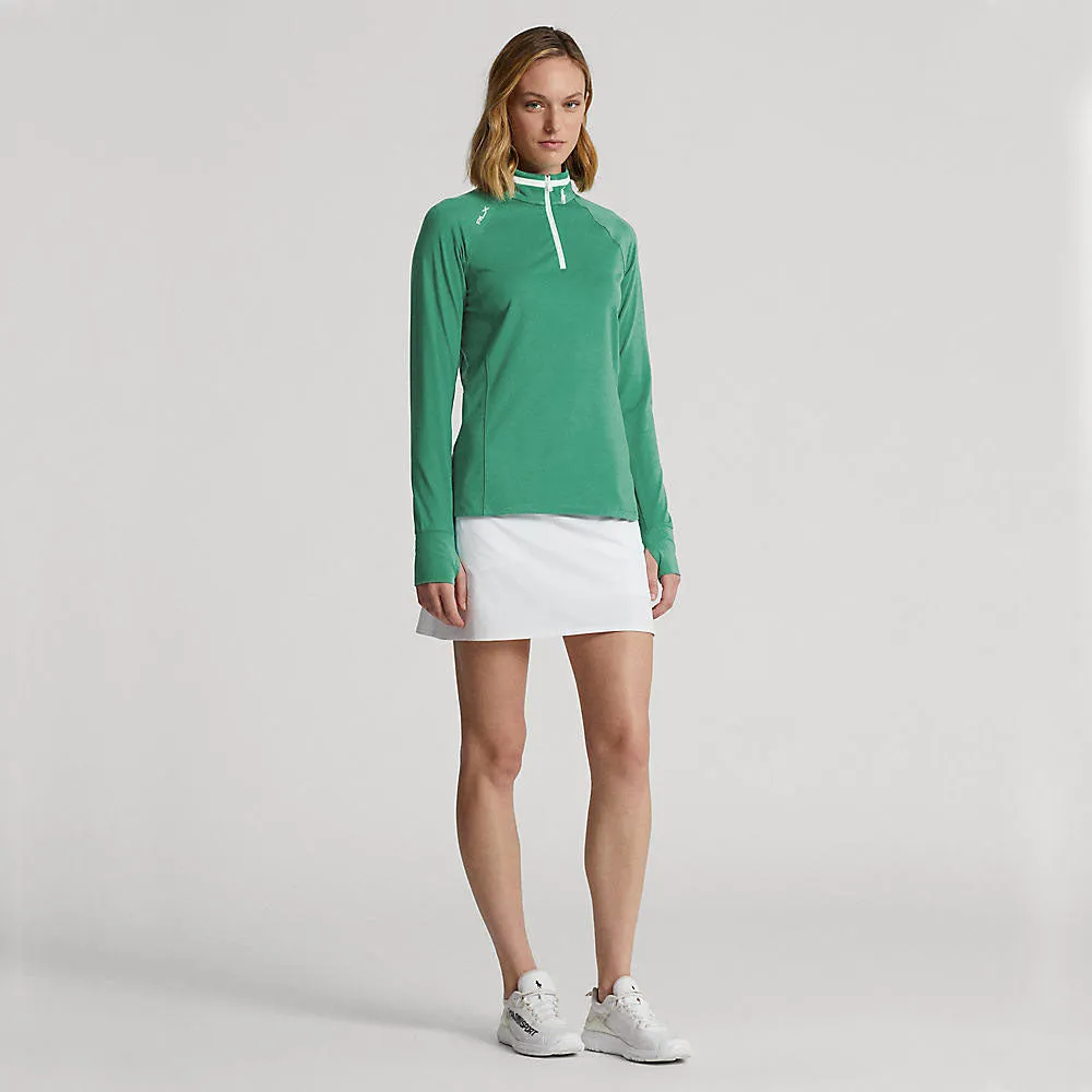 RLX Ralph Lauren Women's Jersey Quarter Zip Golf Pullover - Raft Green/Pure White