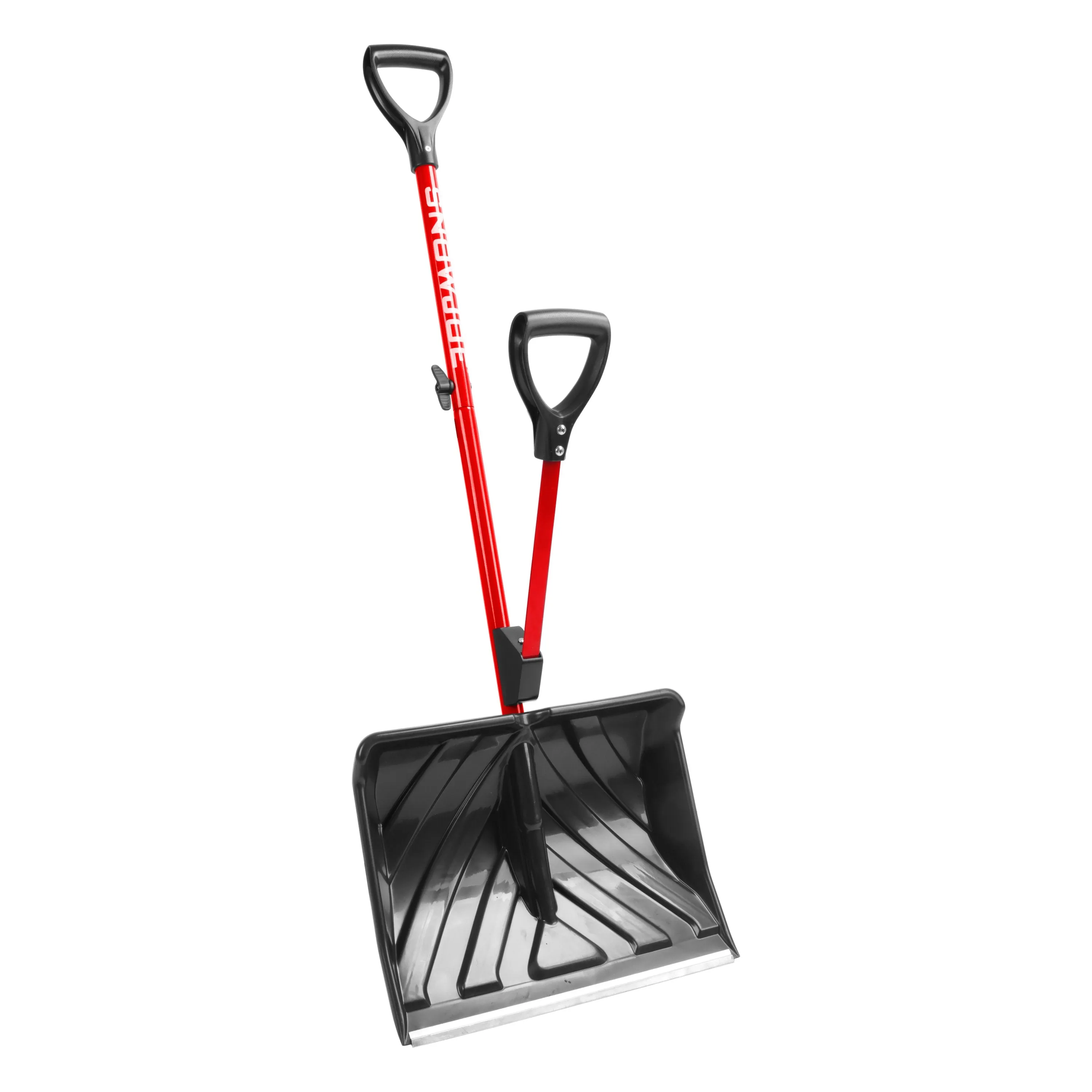 Snow Joe SJ-SHLV01-RED Shovelution Strain-Reducing Snow Shovel | 18-Inch | Spring Assisted Handle (Red)