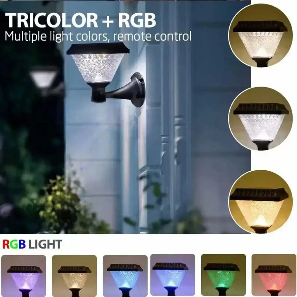 Solar Exterior Wall Lights For Home, Garden Outdoor Waterproof Compound Fence LED Lamp Multicolor with Remote (Renewed)