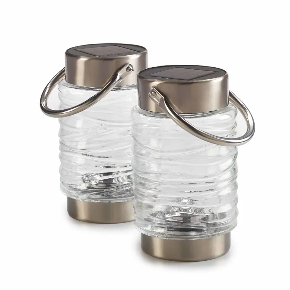 Solar Wave Stainless Steel Lantern - 2 Pack