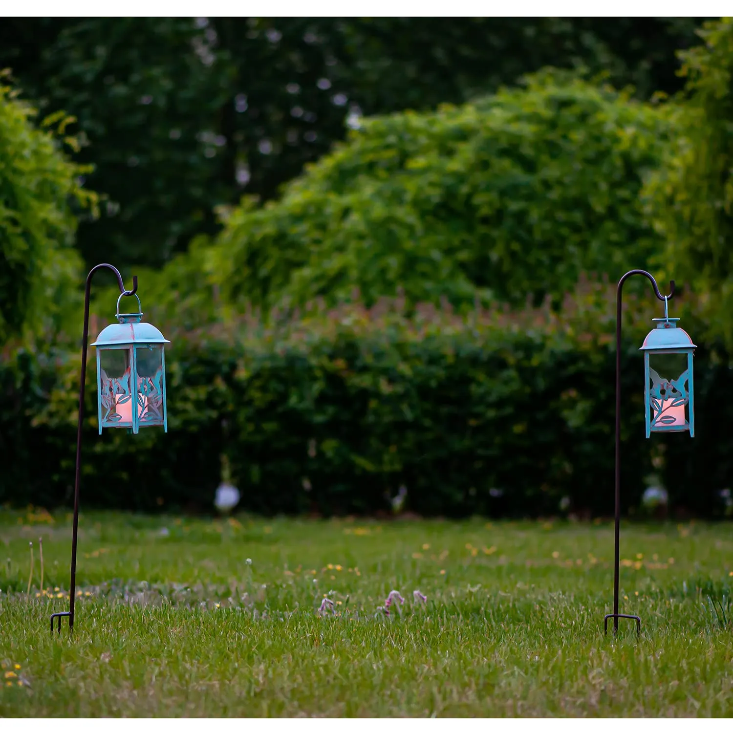 SteadyDoggie Solar Lanterns 2 Pack Hummingbird Blue - Hanging Solar Lights with Flickering