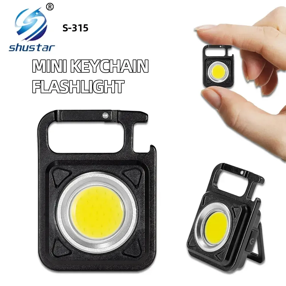 Super Bright Mini Flashlight Camping Light COB Keychain Work Light Rechargeable Floodlight With Strong Magnet IP64 Waterproof