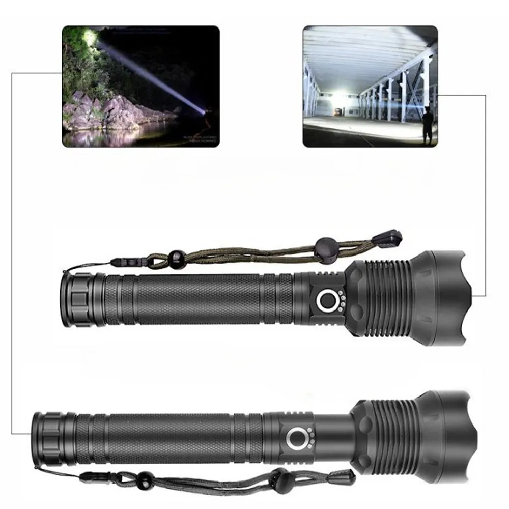 Super Bright Waterproof LED Flashlight 90000 High Lumens - USB Rechargeable