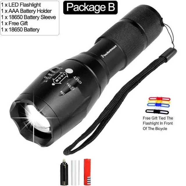 Super Powerful Led flashlight Ultra Bright linterna led torch T6/L2/V6 5 Switch Modes Zoomable Bicycle Light use 18650 battery