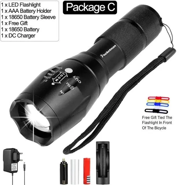 Super Powerful Led flashlight Ultra Bright linterna led torch T6/L2/V6 5 Switch Modes Zoomable Bicycle Light use 18650 battery