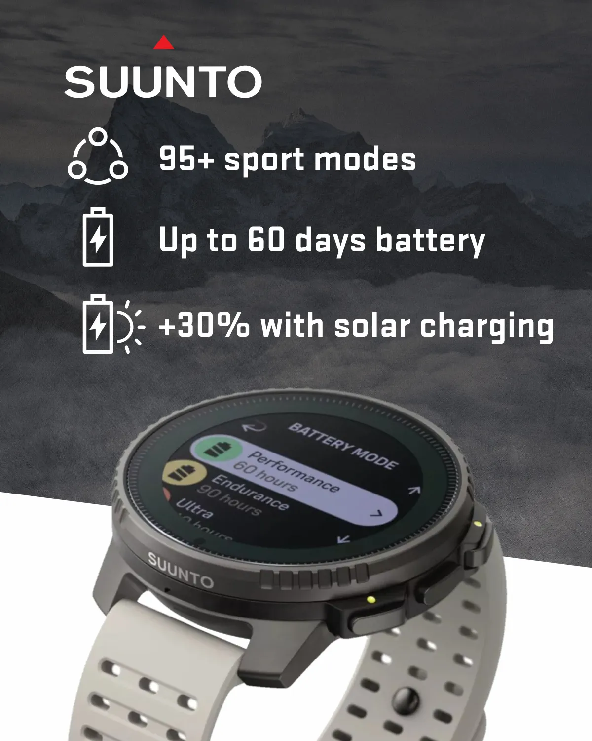 SUUNTO Vertical Adventure GPS Watch, Large Screen, Offline Maps, Solar Charging with Wearable4U Power Bank SQ Bundle