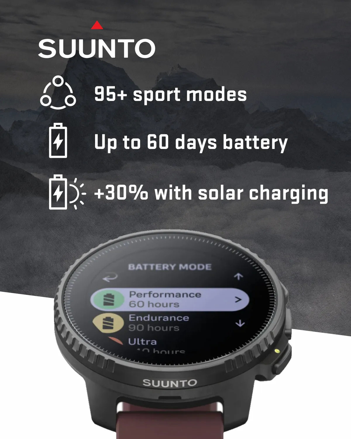 SUUNTO Vertical Adventure GPS Watch, Large Screen, Offline Maps, Solar Charging with Wearable4U Power Bank SQ Bundle