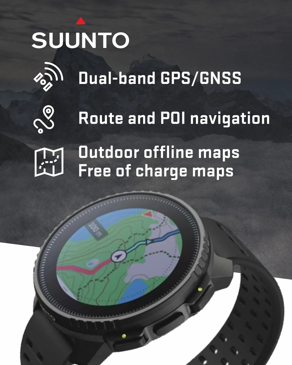 SUUNTO Vertical Adventure GPS Watch, Large Screen, Offline Maps, Solar Charging with Wearable4U Power Bank SQ Bundle