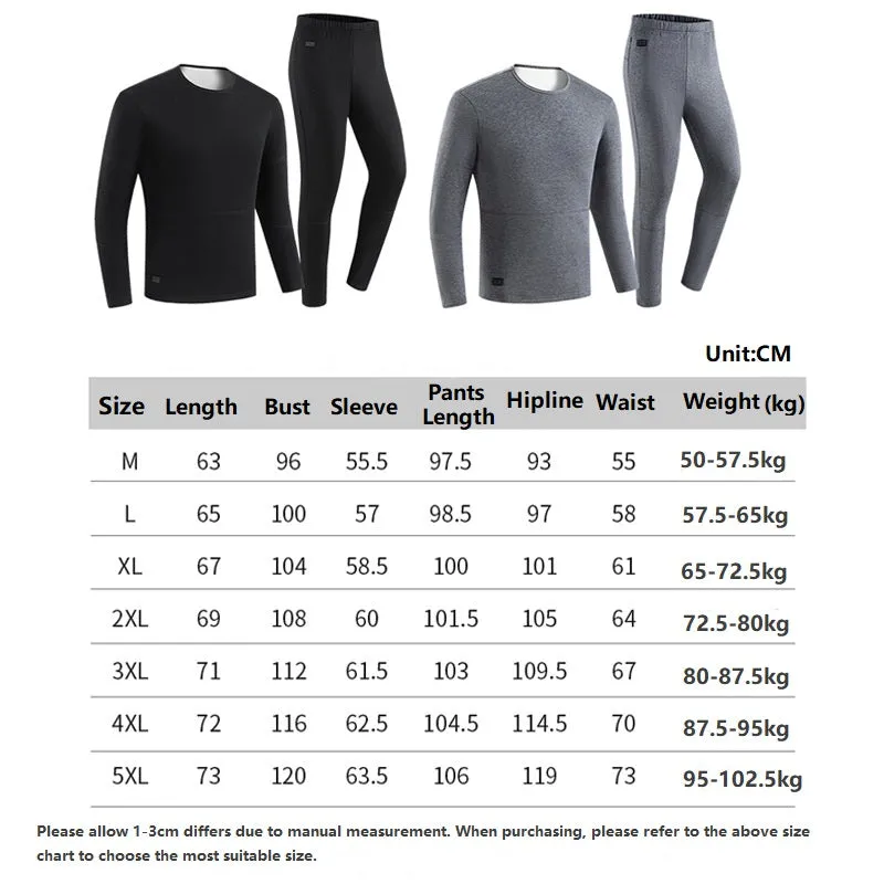 Unisex Heated Thermal Underwear Set