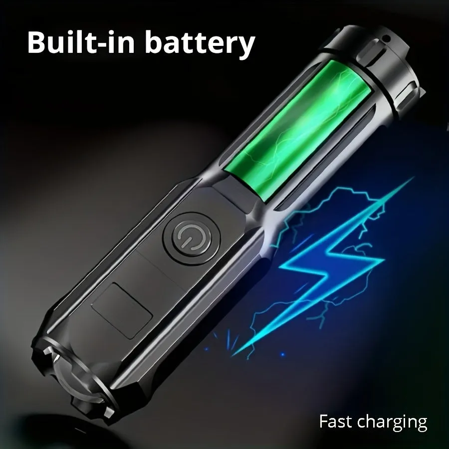 USB Rechargeable Waterproof Flashlight with Zoomable LED for Outdoor Activities