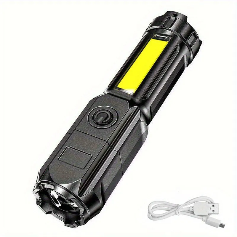 USB Rechargeable Waterproof Flashlight with Zoomable LED for Outdoor Activities